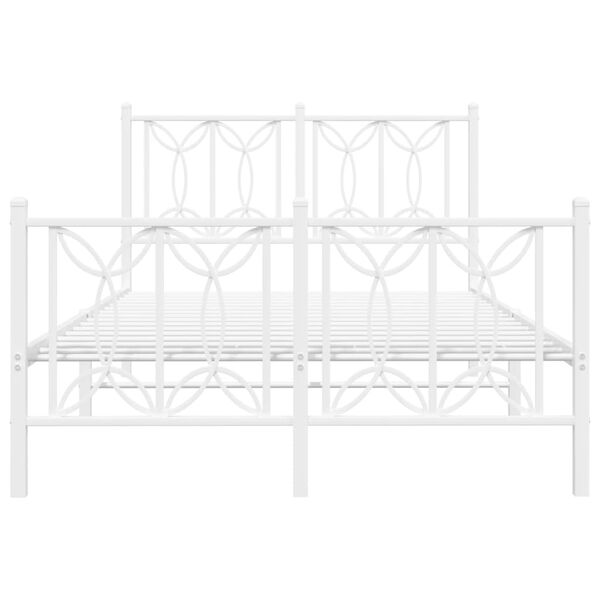 vidaXL Bed Frame White Steel 47.2 x 78.7 in Bed Frame Rectangular
