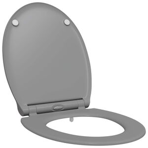 vidaXL Toilet Seat Grey 17.91 x 14.76 x 1.50 in Duroplast