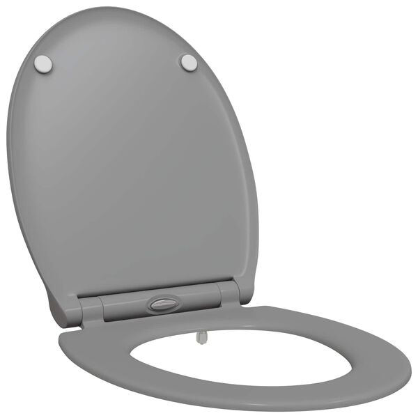 vidaXL Toilet Seat Grey 17.91 x 14.76 x 1.50 in Duroplast
