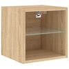 vidaXL TV Wall Cabinet Sonoma oak Engineered wood, tempered glass