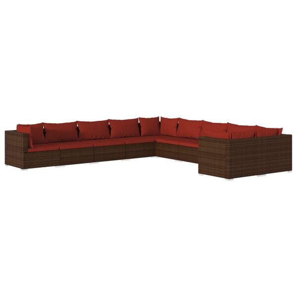 vidaXL Garden Lounge Set Brown PE rattan Large Modular