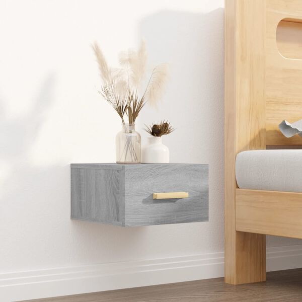 vidaXL Wall-mounted Bedside Cabinet Grey Sonoma Engineered Wood