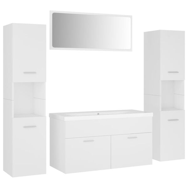 vidaXL Bathroom Furniture Set White Engineered wood, acrylic, ceramic