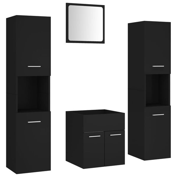 vidaXL Bathroom Furniture Set Black Engineered wood Medium Storage