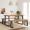 vidaXL Dining Set Black and Natural Wood Solid Acacia wood Medium