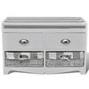 vidaXL White Storage & Entryway Bench with Cushion Top 2 Drawer 2 Basket