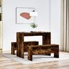vidaXL Dining Table And Bench Set Smoked oak Engineered wood Compact
