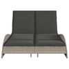 vidaXL Patio Sun Lounger Light Gray PE Rattan, Powder-Coated Steel Double