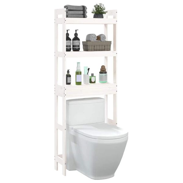 vidaXL Toilet Rack White Solid pine wood Medium Toilet Rack