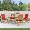 vidaXL Reclining Garden Chair Set of 4 Natural wood and red