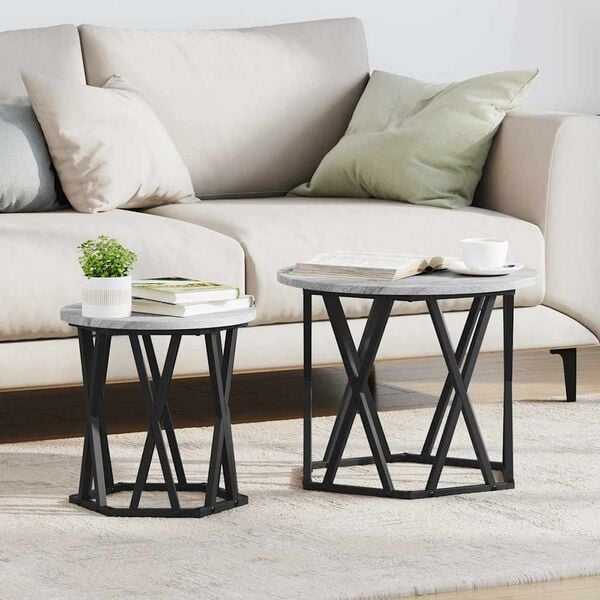 vidaXL Side Table 2 pcs Grey sonoma 19.7" x 19.7" x 15.7