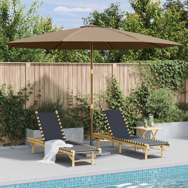 vidaXL Umbrella Taupe Polyester, bamboo, and hardwood Large