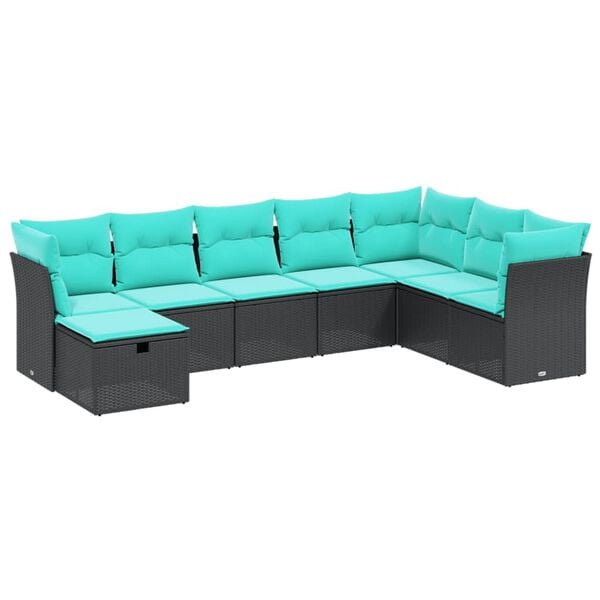 vidaXL 9 Piece Patio Sofa Set with Cushions Brown Poly Rattan