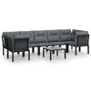 vidaXL Garden Lounge Set Black, Dark Grey