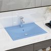 vidaXL Luxury Basin with Faucet Hole Matt Light Blue 23.6x18.1" Ceramic