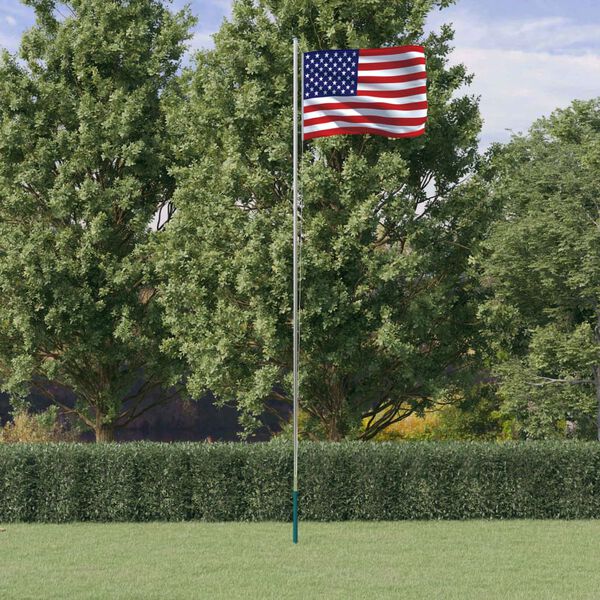 vidaXL US Flag and Pole 20.4 ' Aluminium