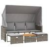 vidaXL Garden Sofa Grey PE rattan 3-seater Retractable Outdoor Sofa