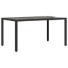vidaXL Garden Table Black Poly rattan, powder-coated steel, tempered glass