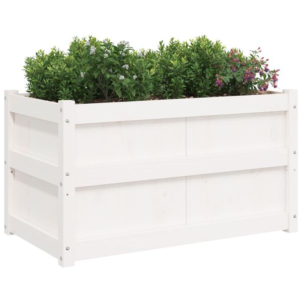 vidaXL Garden Planter White Solid pine wood 35.4x19.7x19.7 in