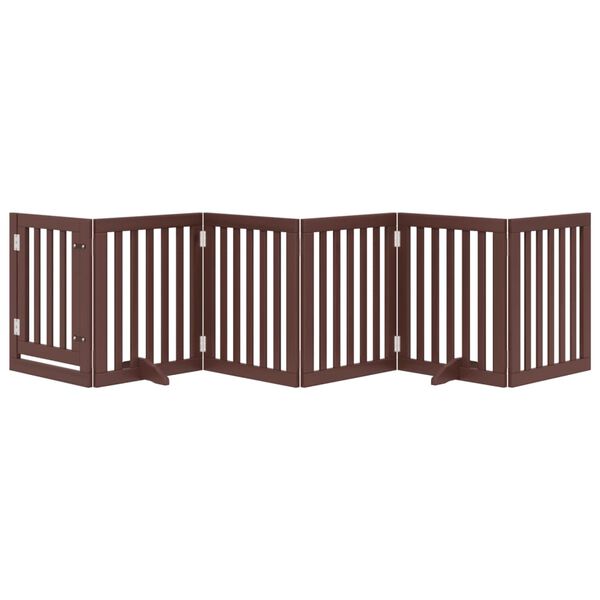vidaXL Dog Gate Set of 6 Brown Poplar Wood with Water-based Paint