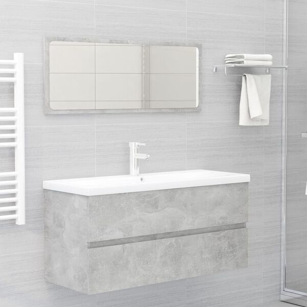 vidaXL Bathroom Furniture Set Concrete grey, White Engineered wood, Ceramic