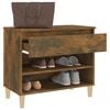 vidaXL Shoe Cabinet Smoked Oak Engineered Wood, Solid Eucalyptus Wood