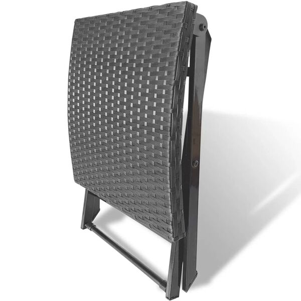 vidaXL Garden Chair Black Poly Rattan Collapsible Folding Stool Square