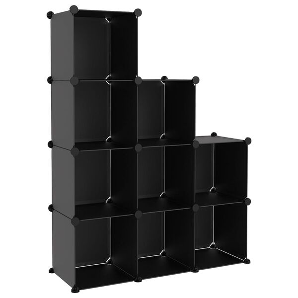 vidaXL Storage Cube Organizer Black PP Plastic, Steel Medium Lightweight
