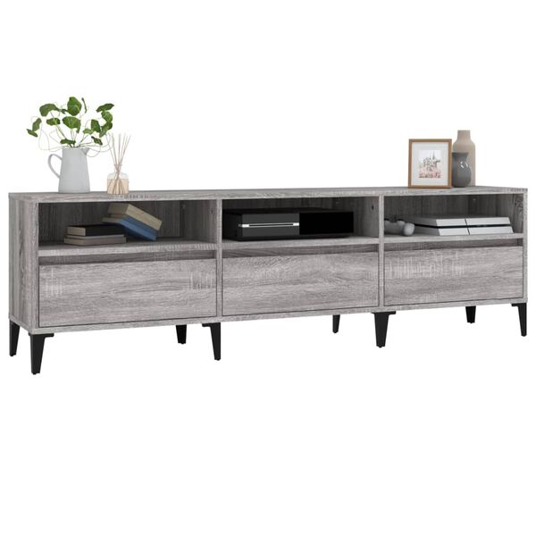 vidaXL TV Cabinet Grey Sonoma Engineered Wood 59.1 x 11.8 x 17.5 in