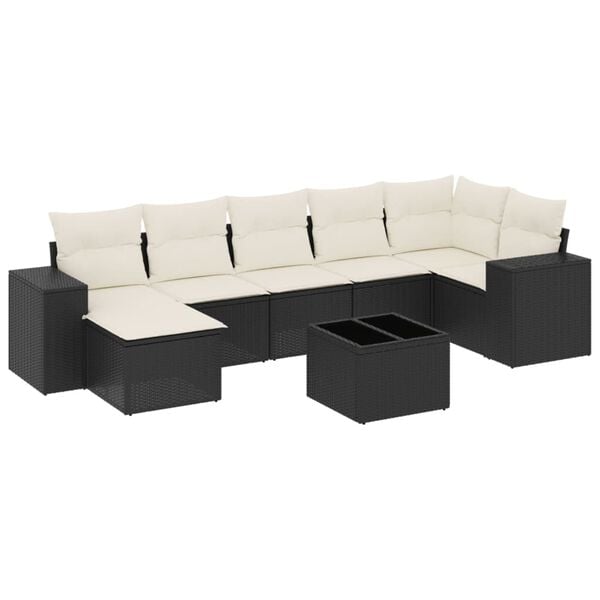 vidaXL Garden Sofa Set Black PE Rattan Large Modular Garden Sofa Set