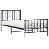 vidaXL Bed Frame Black Powder-Coated Steel Twin Rectangular