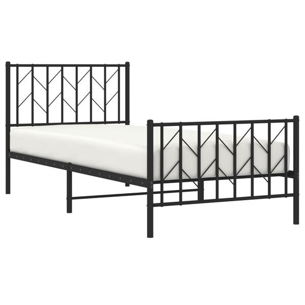 vidaXL Bed Frame Black Powder-Coated Steel Twin Rectangular