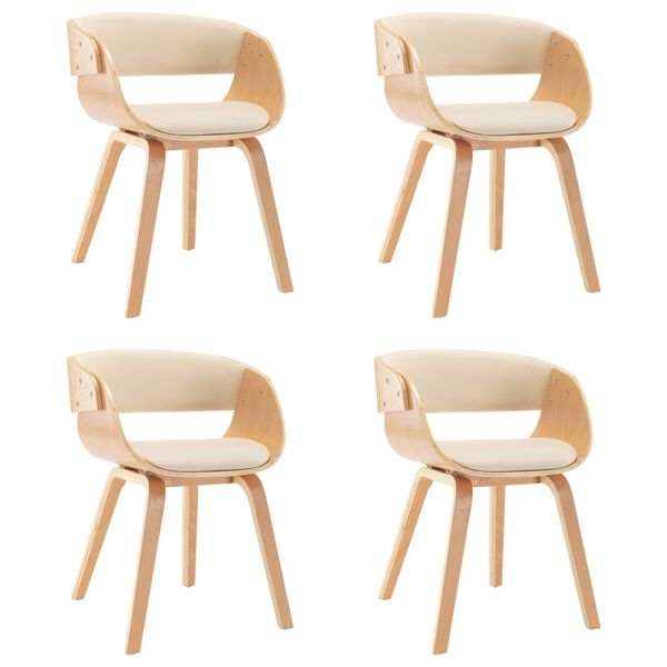 vidaXL Dining Chair Set of 4 Cream and light brown