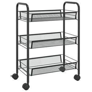 vidaXL 3-Tier Kitchen Trolley Black 18.1"x10.2"x25.2" Iron
