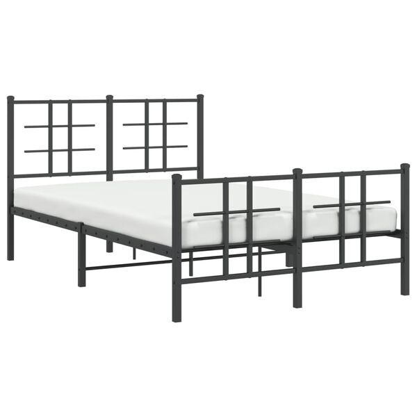 vidaXL Bed Frame Black Powder-coated Steel Small Double Bed Frame