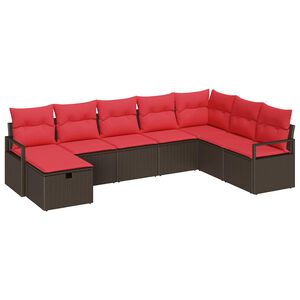 vidaXL Sofa Set with Cushion with Storage Brown Poly Rattan