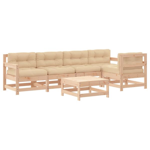 vidaXL Garden Lounge Set Beige Solid pinewood, Plywood Medium Modular