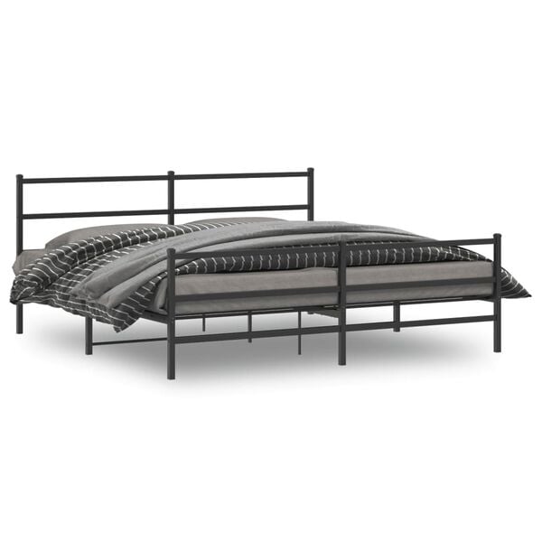 vidaXL Bed Frame Black Powder-Coated Steel 76 x 79.9 in Bed Frame