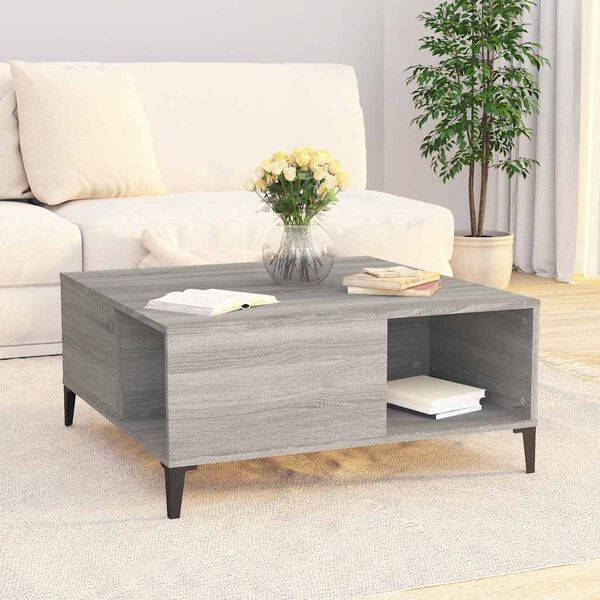 vidaXL Coffee Table Grey Sonoma Engineered Wood, Metal 31.5 in