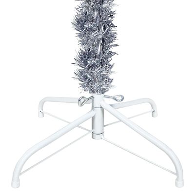 vidaXL Slim Christmas Tree with LEDs&Ball Set Silver 59.1"