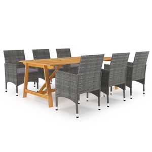 vidaXL Dining Set Grey Solid Acacia Wood Large Ergonomic