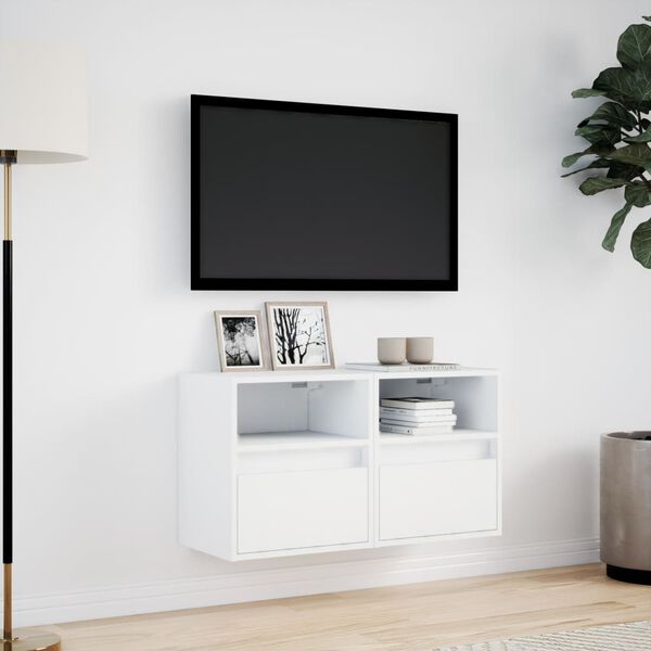 vidaXL TV Wall Cabinet Set of 2 White Engineered wood Standard