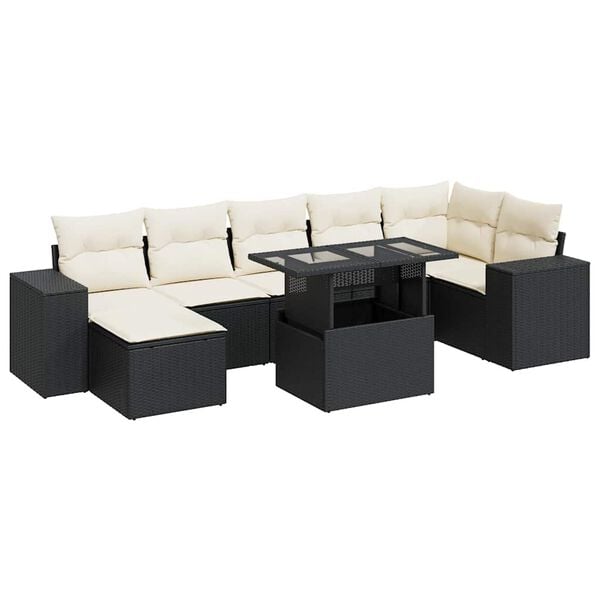 vidaXL Garden Sofa Set Black and Cream White
