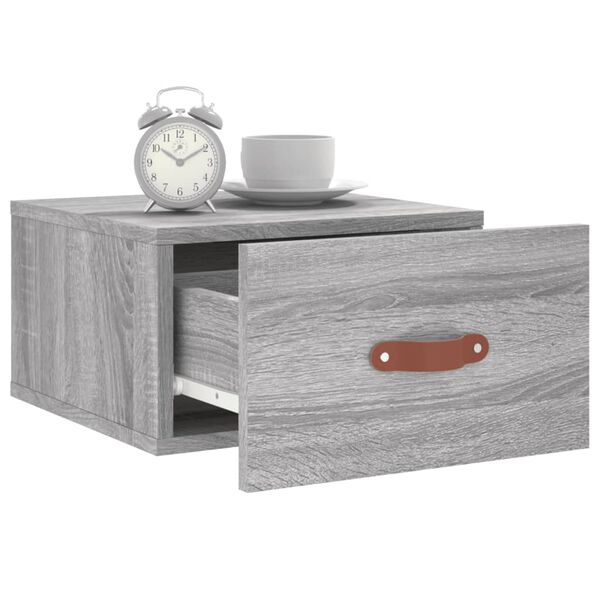 vidaXL Wall-mounted Bedside Cabinet Set of 2 Gray Sonoma Engineered wood