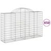 vidaXL Gabion Basket Set of 50 Silver Galvanized iron 50 pcs