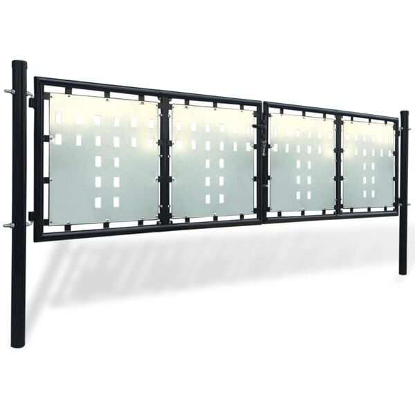 vidaXL Black Single Door Fence Gate 118.1x29.5"