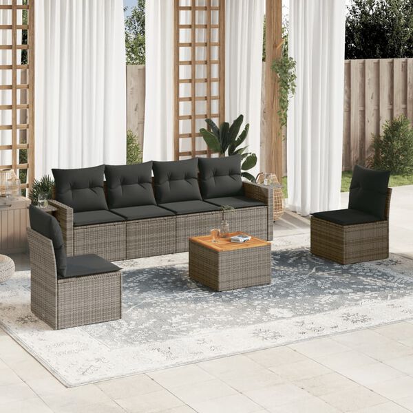 vidaXL Garden Sofa Set Grey PE rattan Large Garden Sofa Set