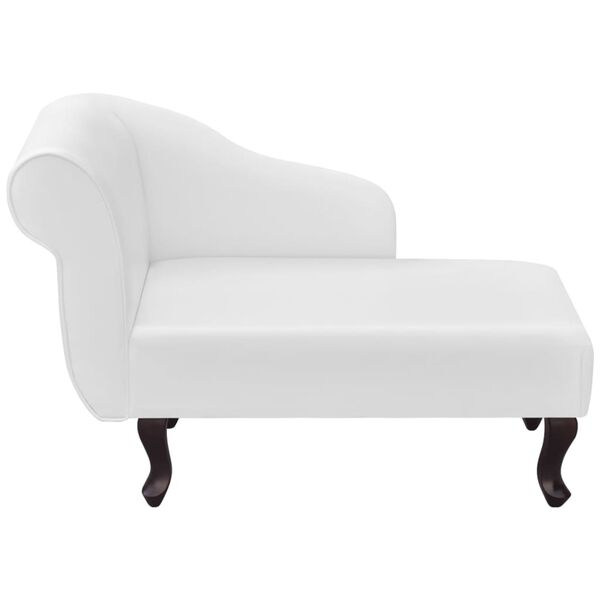 vidaXL Chaise Lounge White Synthetic Leather, Wood Medium