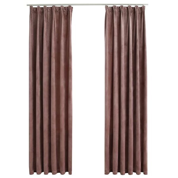 vidaXL Blackout Curtains 2 pcs with Hooks Velvet Antique Pink 140x96.5 "
