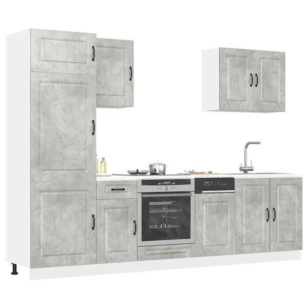 vidaXL Kitchen Cabinet Set Concrete Grey Engineered wood 7-piece set